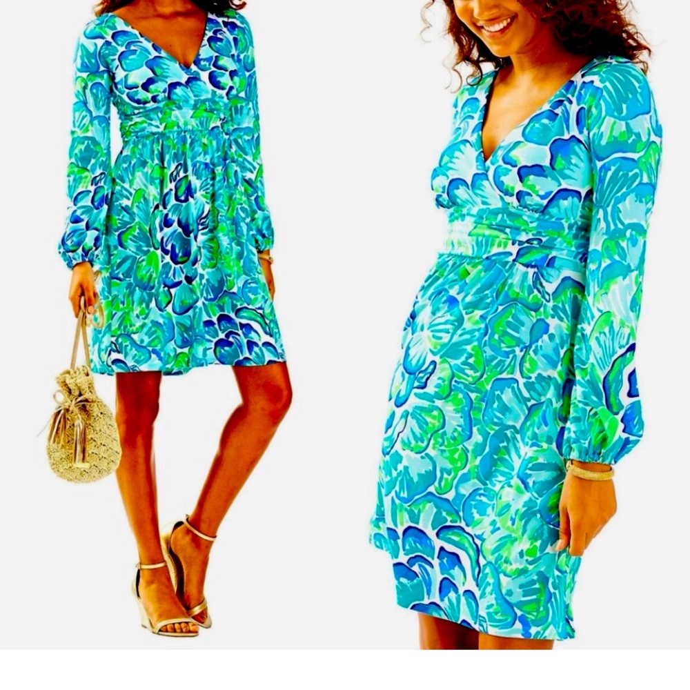 Lilly Pulitzer Blue, Aqua & Green Floral Mini Dress